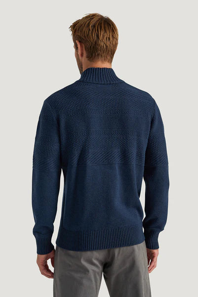 M.J. Bale - Strathy Gansy Half Zip Jumper - Indigo