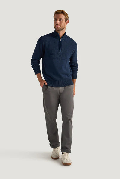 M.J. Bale - Strathy Gansy Half Zip Jumper - Indigo