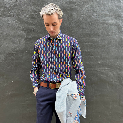Altemflower - Surfboard Print Shirt - Navy Multi