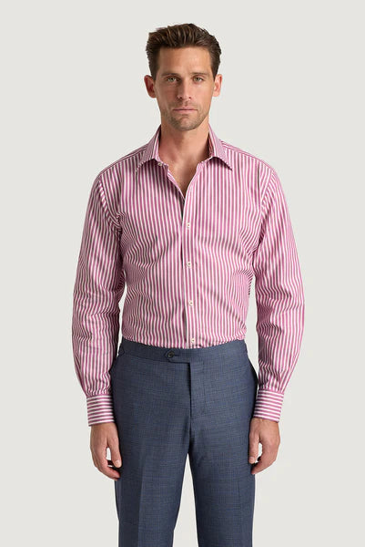 M.J. Bale - Symonds Shirt - Stripe - Raspberry/Blue/White