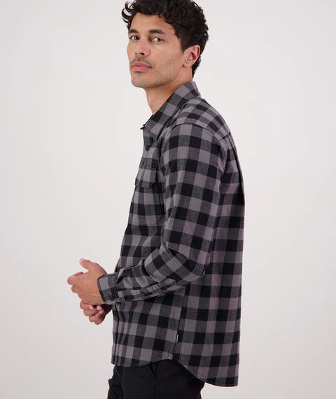 Swanndri - Taranaki Tailor Long Sleeve Shirt - Check - Caviar/Dark Shadow
