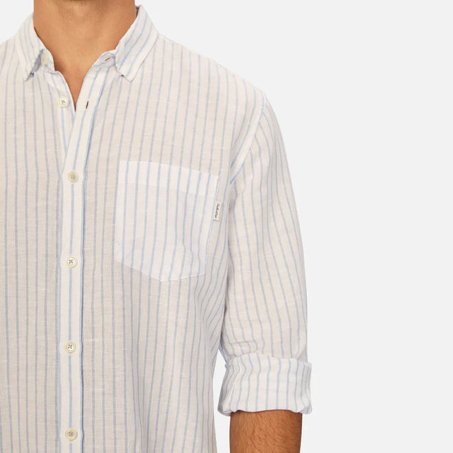 Industrie - The Berlado Linen Shirt - Striped - White & Light Blue