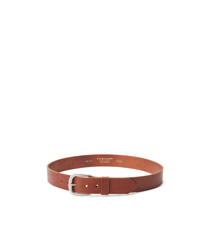 R.M.Williams - Traditional Belt - Antique Nickel Hardware - Dark Tan