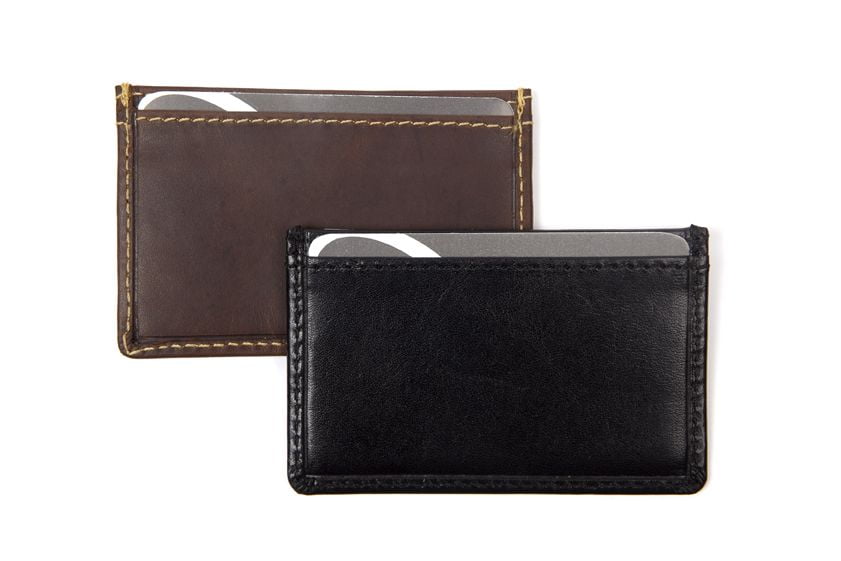 Oran Leather - Uri Cardholder- Black | Brown in minimalist design with card slots on either side.