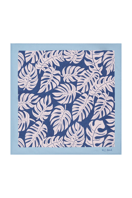 M.J. Bale - Vincenzo Pocket Square - Pink featuring a floral pattern with pink leaves on a dark background.