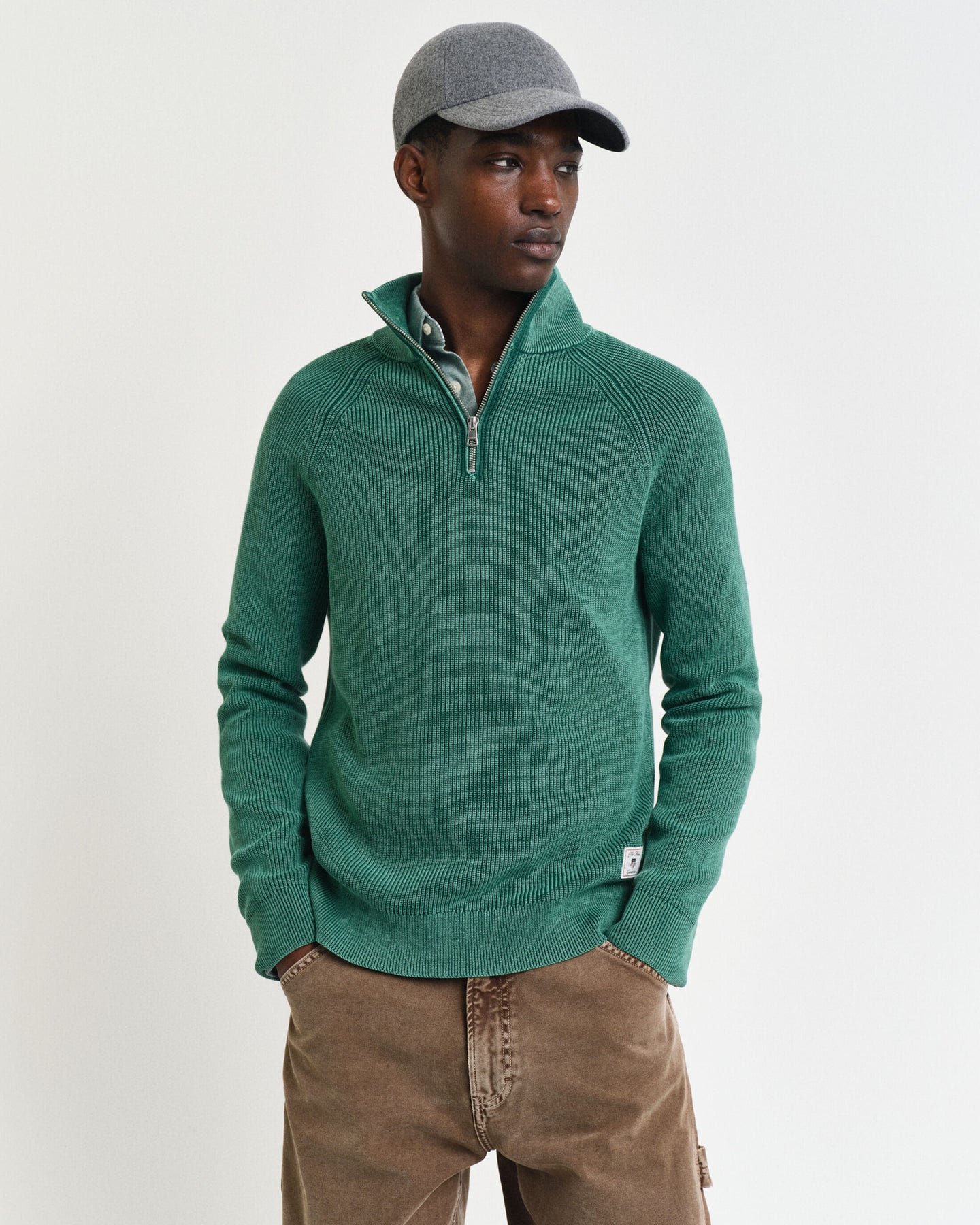 GANT - Washed Rib Half-Zip Jumper - Deep Forest Green