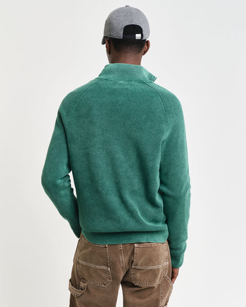 GANT - Washed Rib Half-Zip Jumper - Deep Forest Green