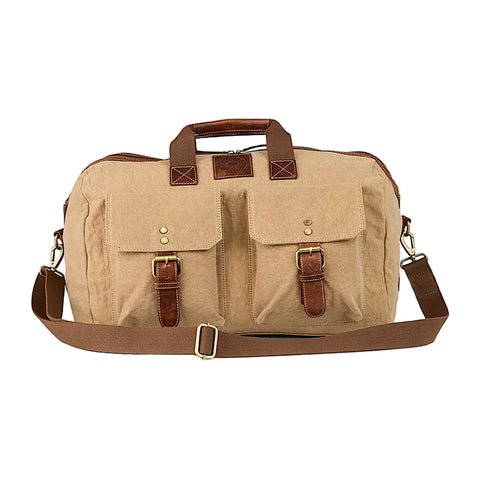 Ringers Western - Waxicanvas Duffle Bag - Sand featuring durable Waxi-Canvas fabric and leather accents.
