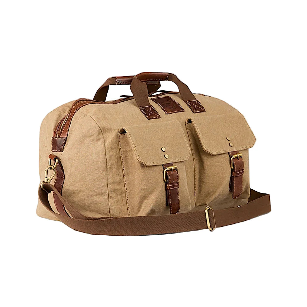 Ringers Western - Waxicanvas Duffle Bag - Sand made with durable Waxi-Canvas and leather accents, ideal for adventures.