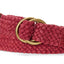 Leather Trim Web Braid Casual Belt - Holiday Red