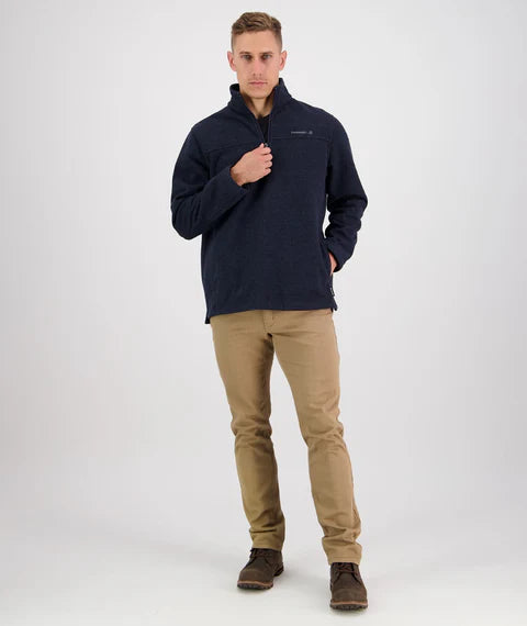 Swanndri - Weke Windproof Quarter Zip Jumper with Pockets - Navy