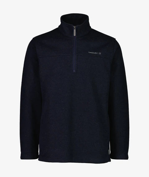 Swanndri - Weke Windproof Quarter Zip Jumper with Pockets - Navy