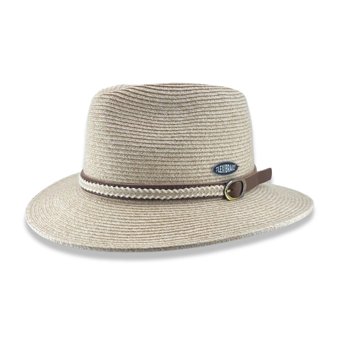 Oogee Hats - Yarrunga Creek Fedora - Oatmeal -UNISEX, stylish fedora with leather buckle band, crush-resistant design.