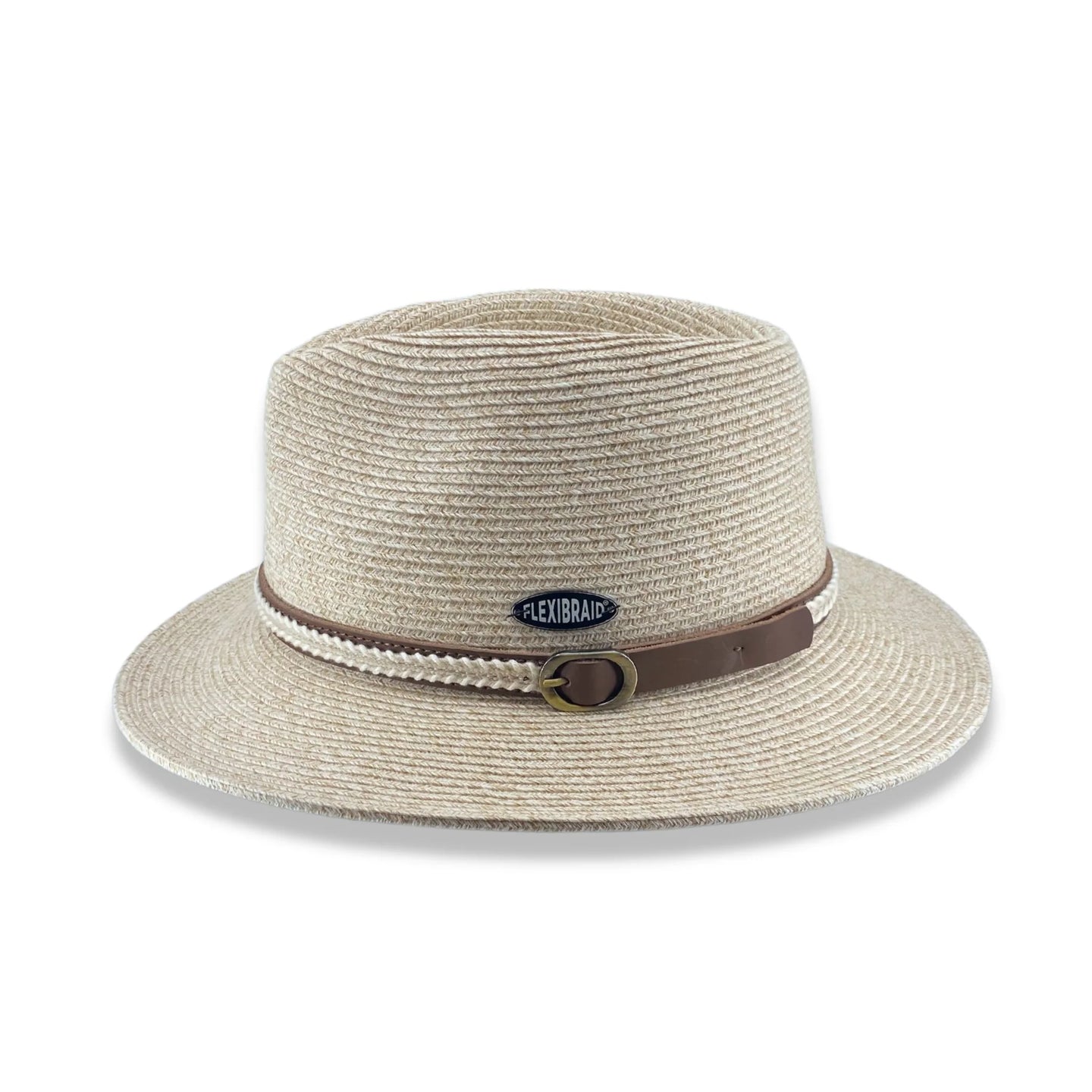 Oogee Hats - Yarrunga Creek Fedora - Oatmeal -UNISEX featuring a brown leather buckle band and Flexibraid construction.