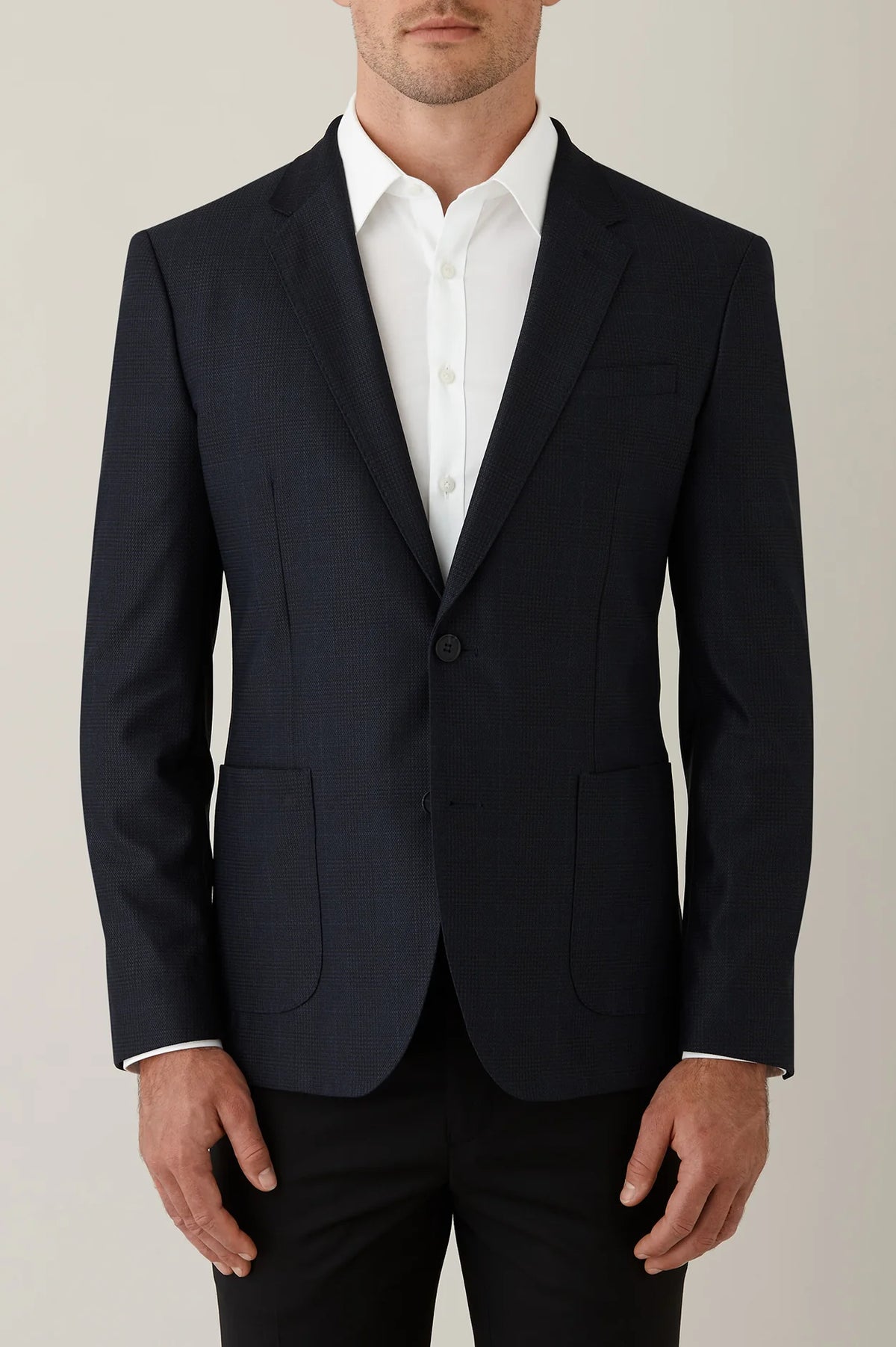 Uberstone - Zeller Check Print Jacket - Dark Navy