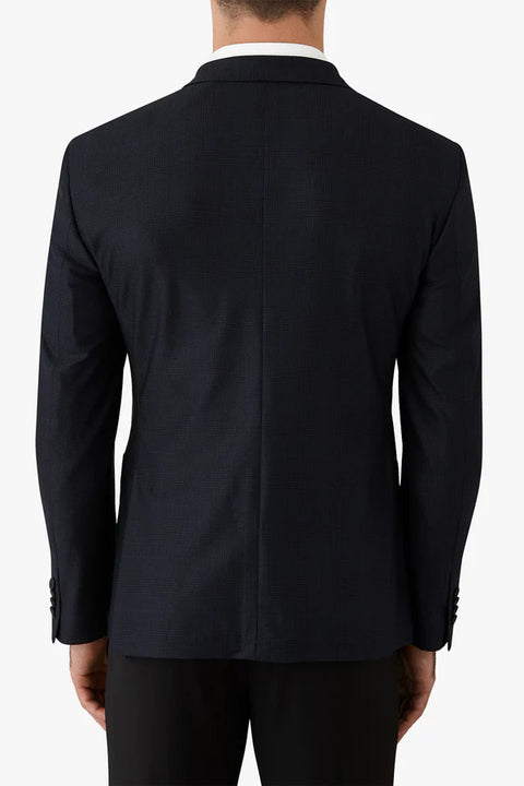 Cambridge - Zeller Check Print Jacket - Stretch - Dark Navy