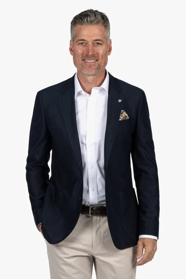 Cambridge - Zeller Check Print Jacket - Stretch - Dark Navy
