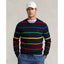 Striped Mesh Knit Cotton Sweater - Navy