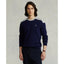 Cotton Blend Crew Neck Sweater - Navy/Grey