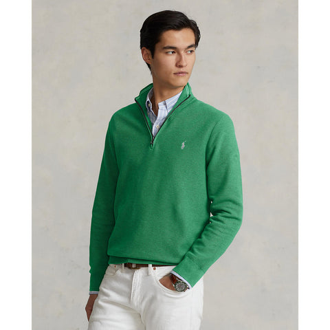 Polo Ralph Lauren - Mesh-Knit Cotton Quarter-Zip Pullover - Green