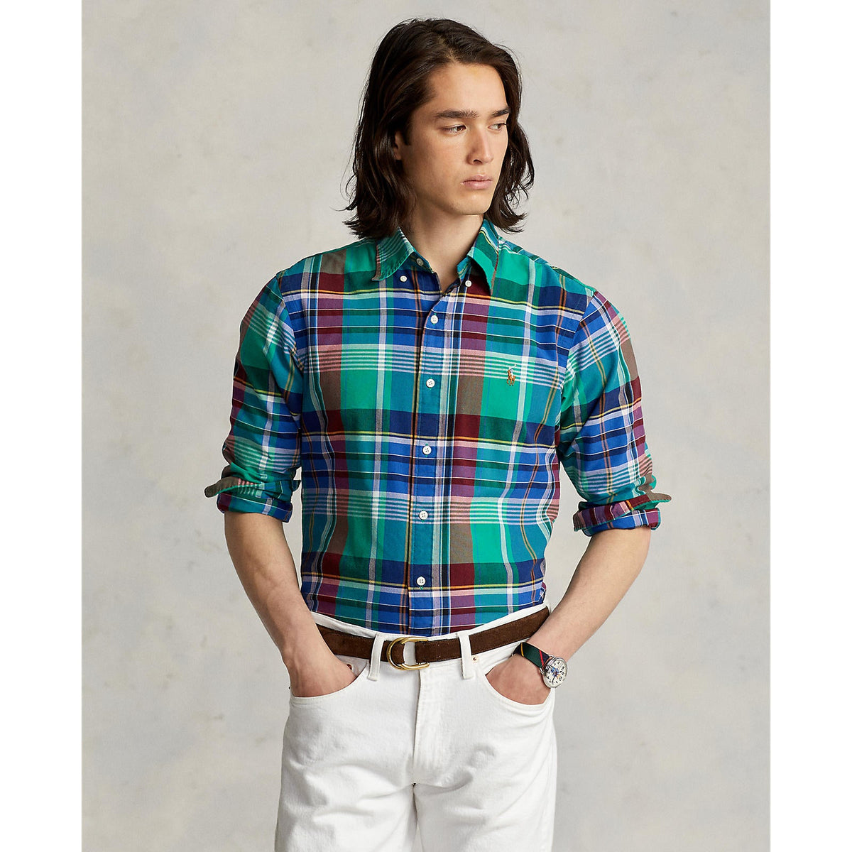 Polo Ralph Lauren - Oxford Shirt - Plaid - Bright Green, Blue, Red