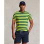 Polo Ralph Lauren - Custom Fit Jersey Crewneck T-Shirt - Stripe - Bright Yellow & Forest Green
