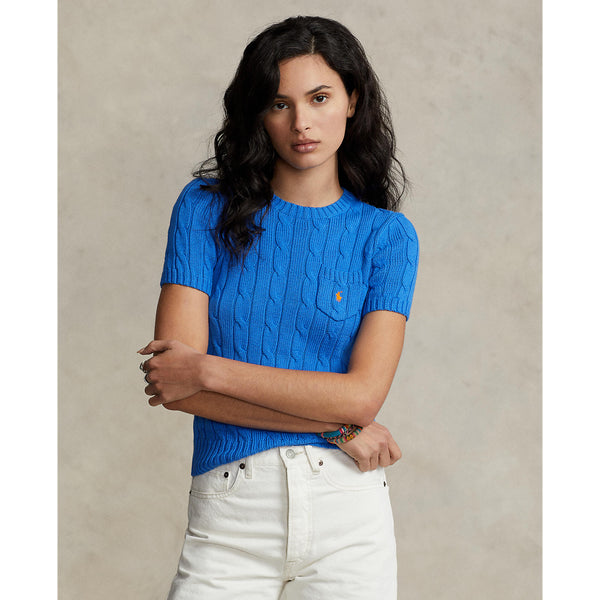 ★★POLO RALPH LAUREN★★ W Cable Knit Cotton Short Sleeve S Polo Ralph Lauren - Cable-Knit Cotton Short-Sleeve Sweater