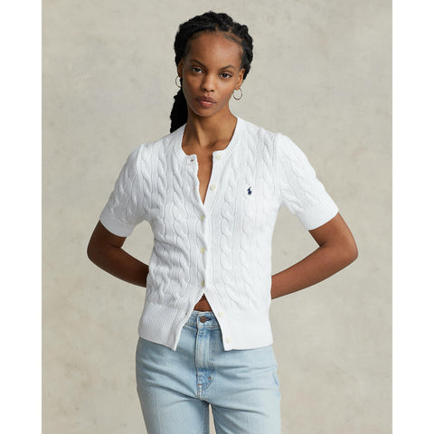 Polo Ralph Lauren - Cable-Knit Short Sleeve Cardigan - White