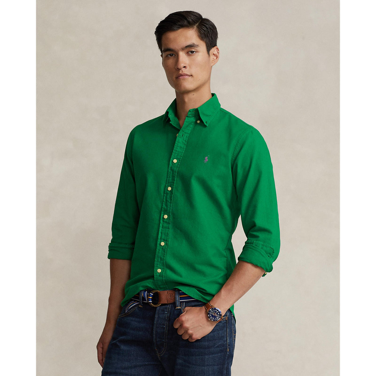 Polo Ralph Lauren Custom Fit Garment-Dyed Oxford Shirt - Athletic Green
