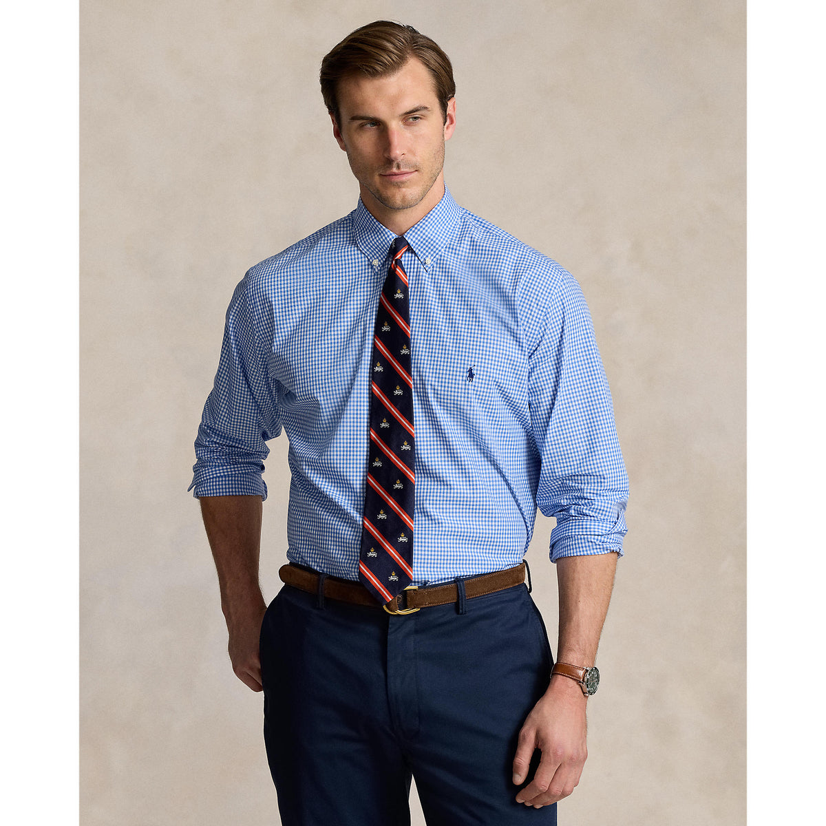 Polo Ralph Lauren - Poplin Stretch Shirt - Gingham - Big & Tall Sizes - Blue & White