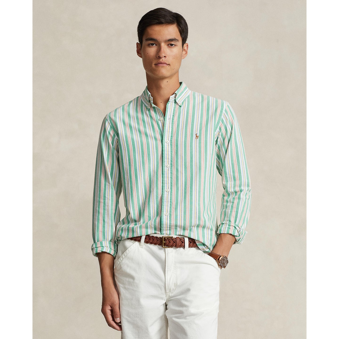 Polo Ralph Lauren - Oxford Shirt - Stripe - Green, White, Multi