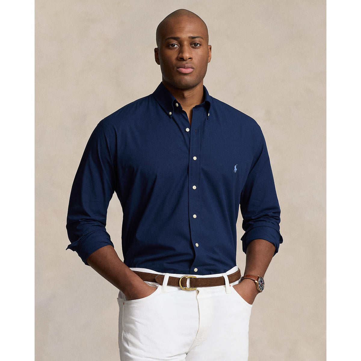 Polo Ralph Lauren - Poplin Stretch Shirt - Big & Tall Sizes - Newport Navy