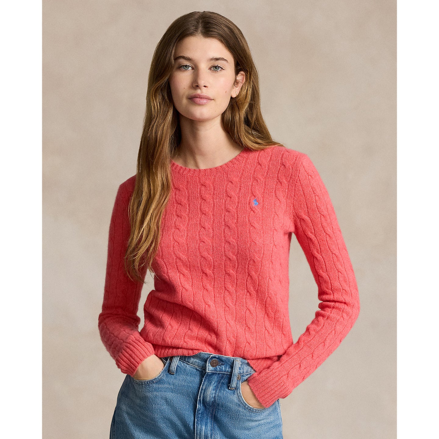 Polo Ralph Lauren - Julianna Cable Knit Crewneck Cashmere/Wool Sweater - Rosette Heather