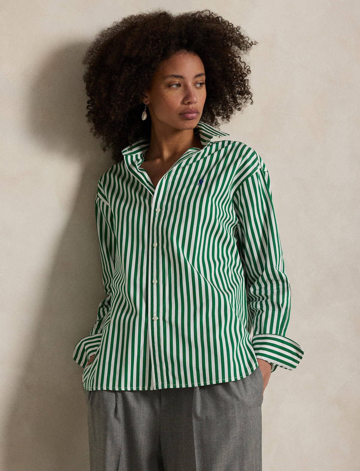 Polo Ralph Lauren - Relaxed Fit Cotton Shirt - Stripe - Green & White