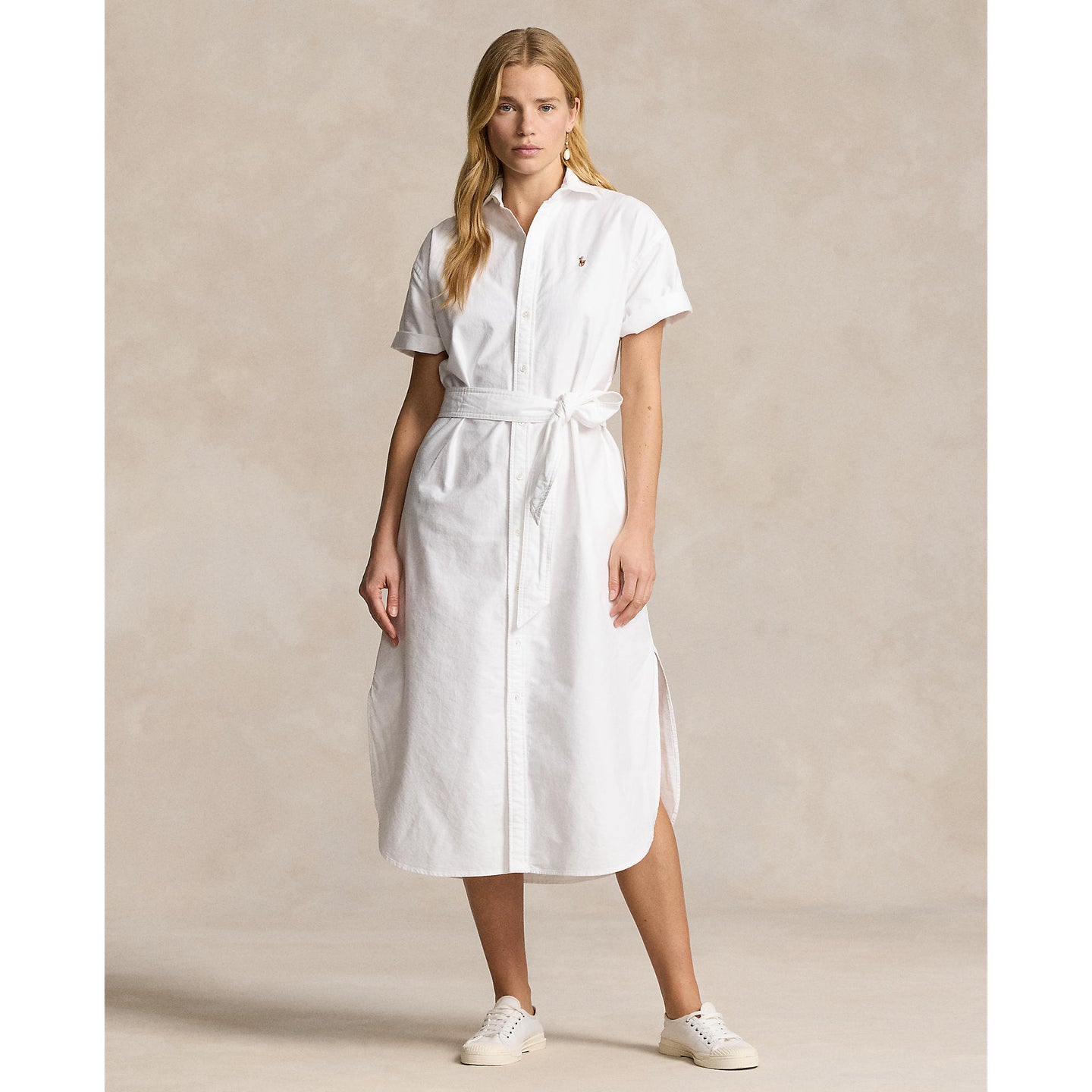 Polo Ralph Lauren - Belted Short-Sleeved Oxford Shirt Dress - White