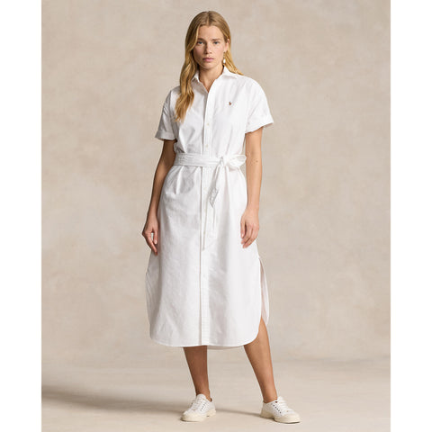 Polo Ralph Lauren - Belted Short-Sleeved Oxford Shirt Dress - White