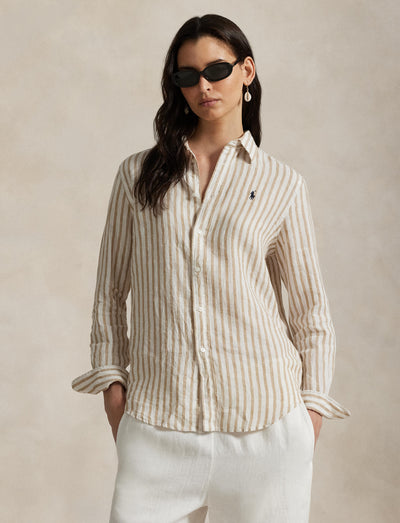 Polo Ralph Lauren - Classic Linen Shirt - Striped - Tan & White