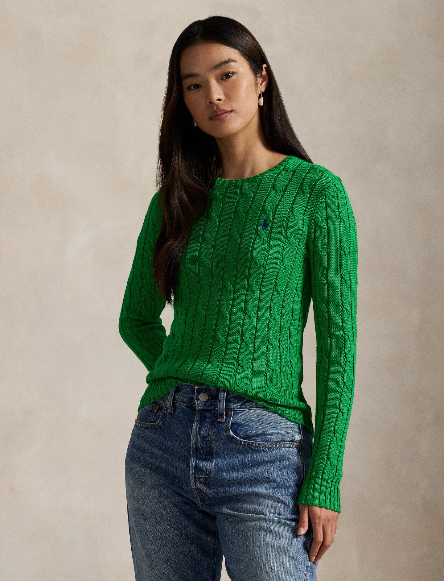 Polo Ralph Lauren - Julianna Cable-Knit Cotton Crewneck Sweater - Preppy Green