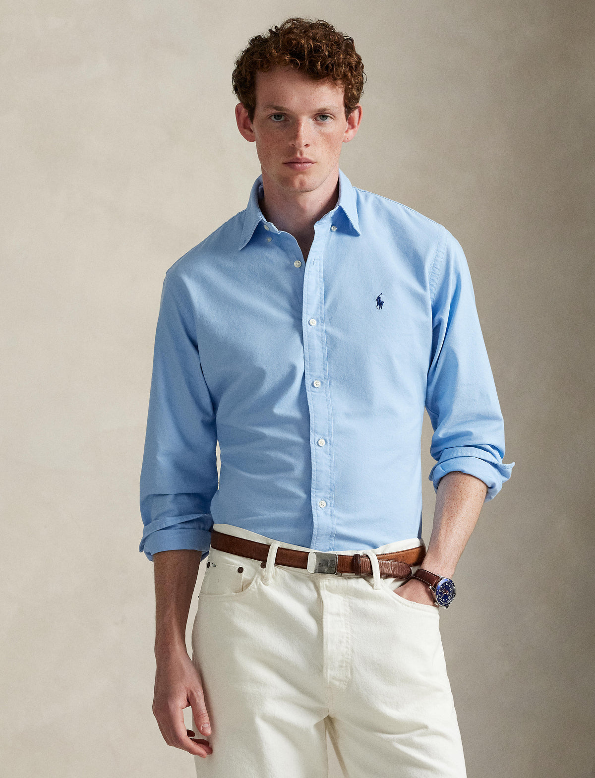 Polo Ralph Lauren - Garment-dyed Oxford Shirt - Blue/Light Blue