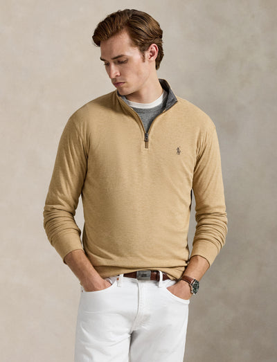 Polo Ralph Lauren - Luxury Jersey Quarter Zip Sweatshirt - Camel