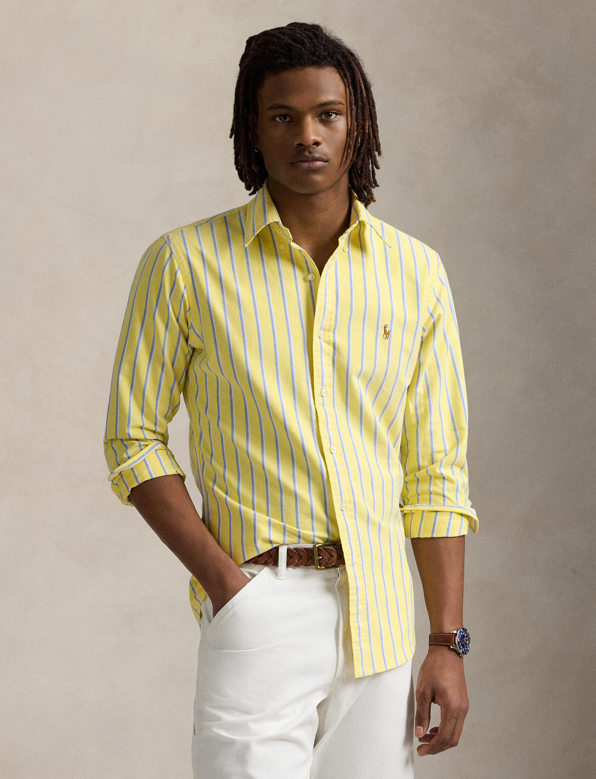 Polo Ralph Lauren - Oxford Shirt - Stripe - Yellow, Blue, White
