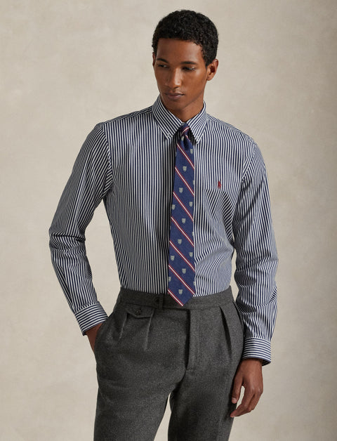 Polo Ralph Lauren - Custom Fit Stretch Poplin Shirt - Stripe - Navy & White