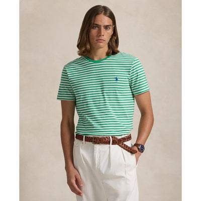 Polo Ralph Lauren - Custom Fit Jersey Crewneck T-Shirt - Stripe - Emerald & White