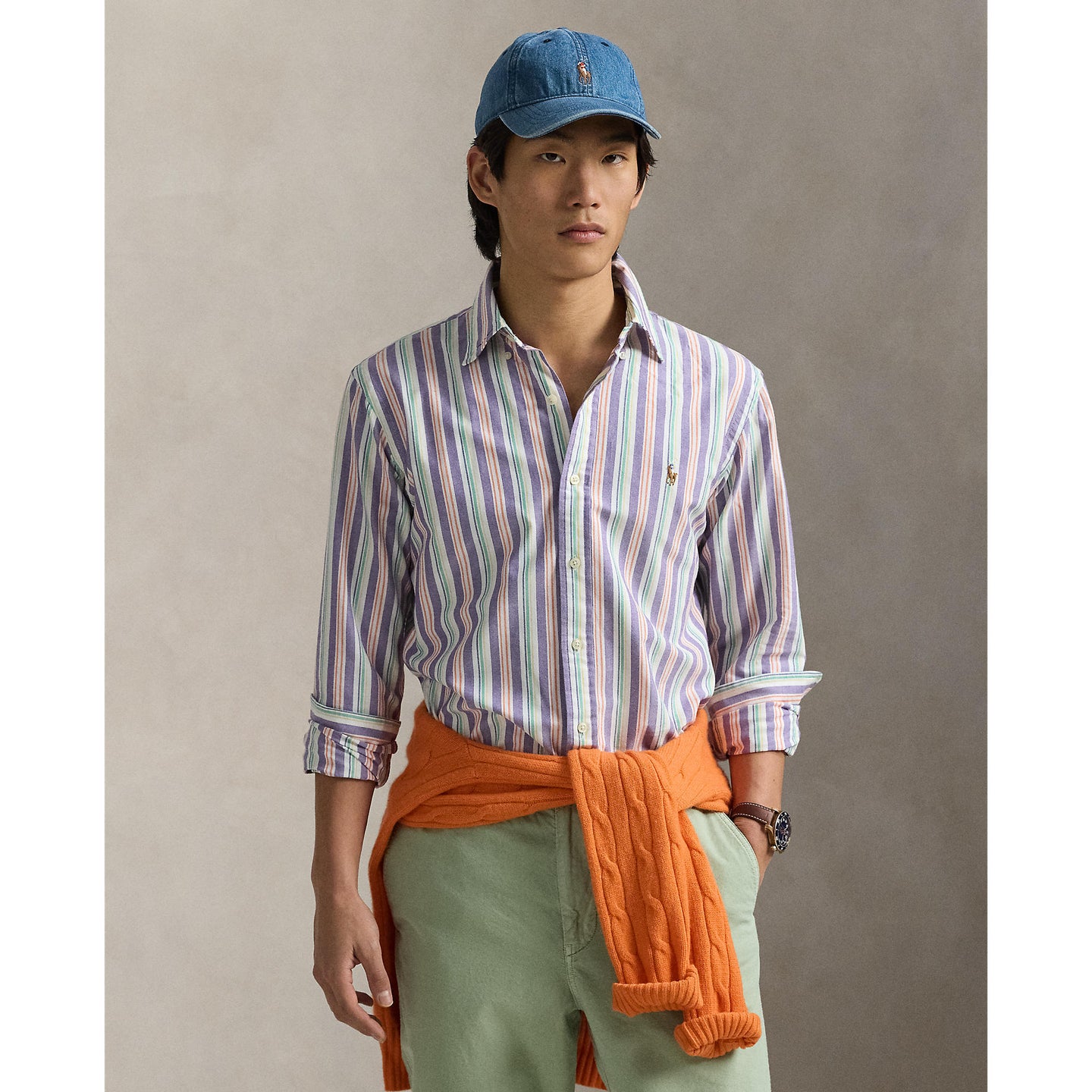 Polo Ralph Lauren - Oxford Shirt -  Stripe - Purple, Orange Multi