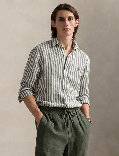 Polo Ralph Lauren - Linen Shirt - also in Big & Tall - Olive White