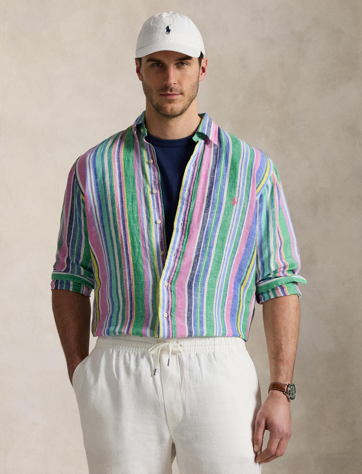 Polo Ralph Lauren - Linen Shirt - Green Pink Multi
