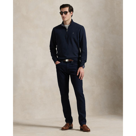 Polo Ralph Lauren - Luxury Jersey Quarter Zip Sweatshirt - Aviator Navy