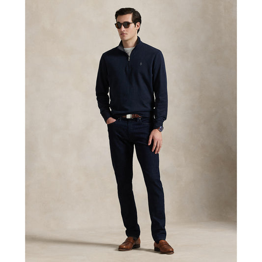 Polo Ralph Lauren - Luxury Jersey Quarter Zip Sweatshirt - Aviator Navy
