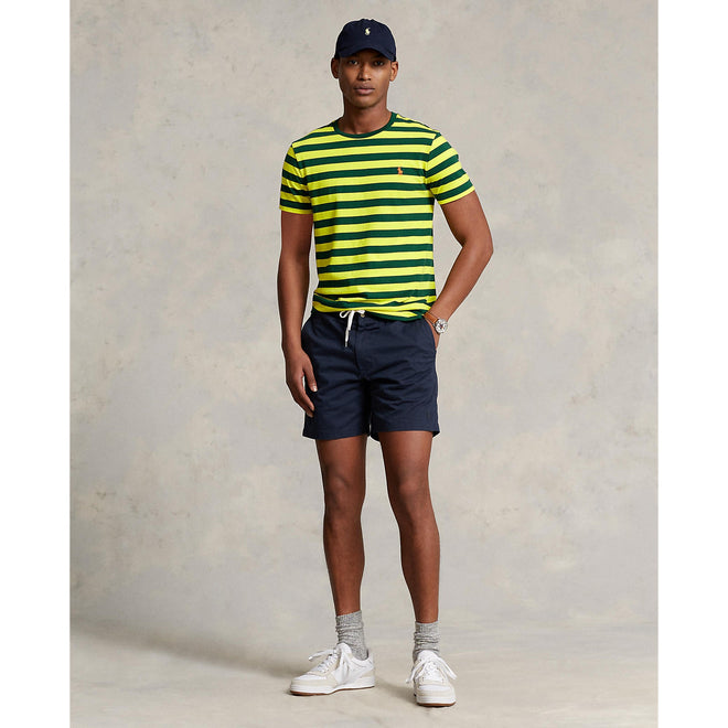 Custom Fit Jersey Crewneck T-Shirt - Stripe - Bright Yellow & Forest Green