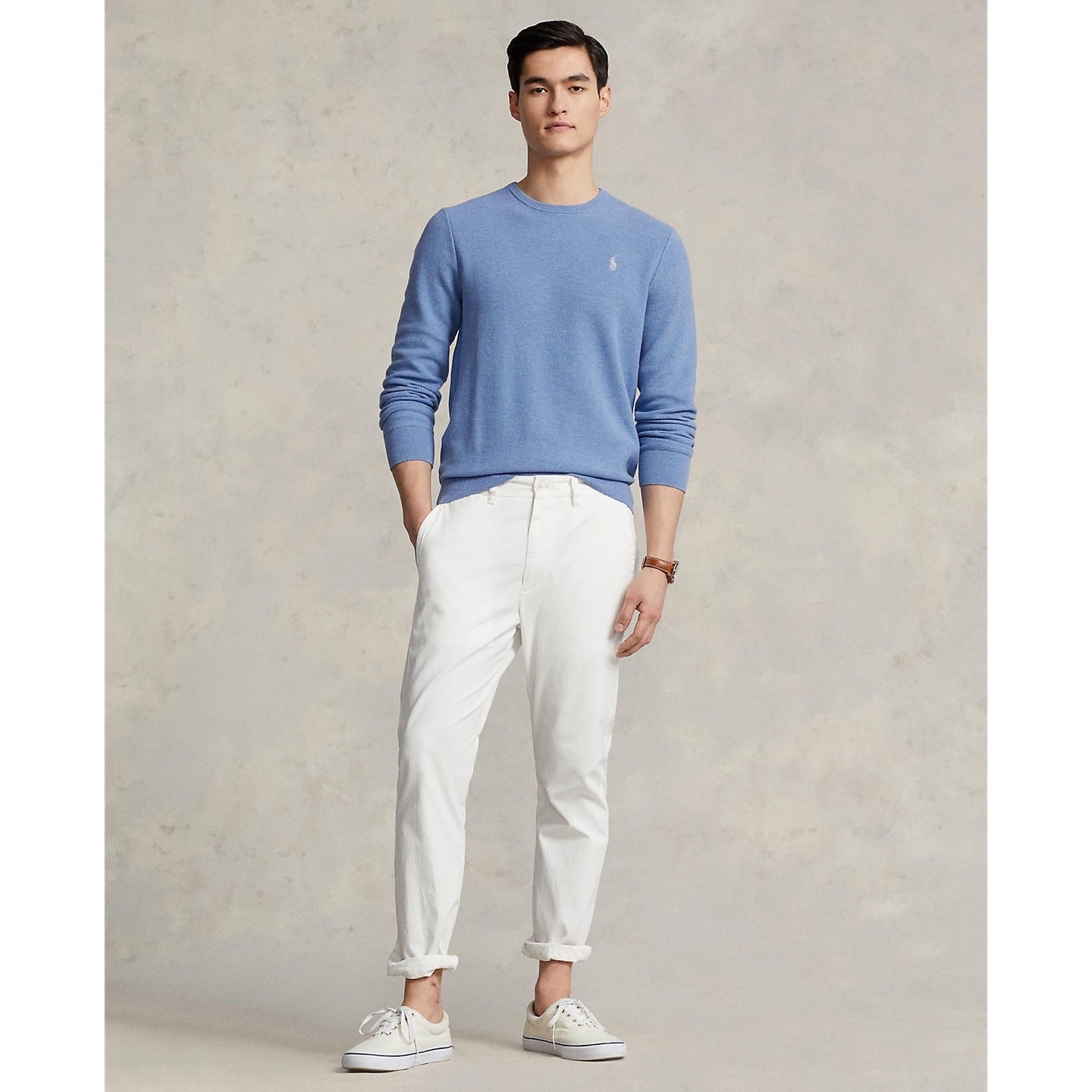 Polo Ralph Lauren - Mesh Knit Cotton Crewneck Sweater - Light Blue